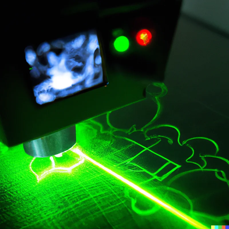 Computer laser digitizing an object, futuristic